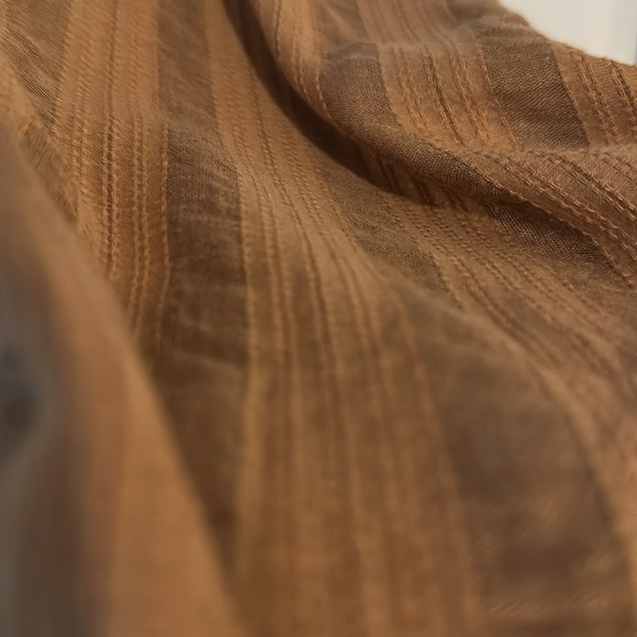 ZARA | One Shoulder Striped Beaded Dress Top Shirt Brown 100% Cotton - Picture 5 of 12